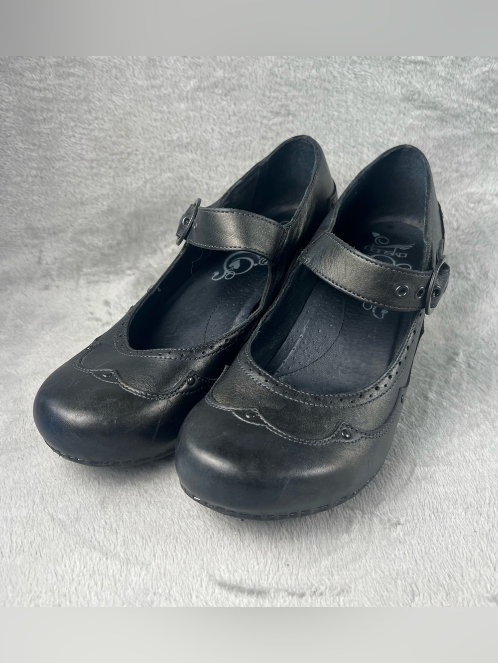 EUC Dansko Nevin Mary Jane Shoes 42 11.5-12 Leather Heels Clog Steampunk Studded